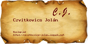 Czvitkovics Jolán névjegykártya